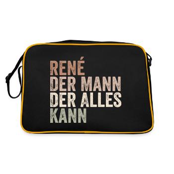 Rene Der Mann Der Alles Kann Vorname René - Retro Tasche - Schwarz/Gold - Hinten