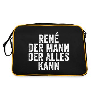 Rene Der Mann Der Alles Kann Vorname René - Retro Tasche - Schwarz/Gold - Hinten