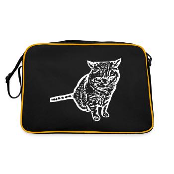 Cat Silhouette White Gift Cat Lover - Retro Bag - black/gold - Back