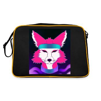 Kitsun Vaporwave Japonais Kami Vaporwave Kitsune - Sac Retro - noir/or - Dos