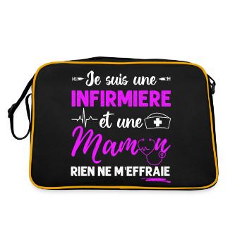 Infirmière et maman cadeau pour mère infirmiere - Sac Retro - noir/or - Dos