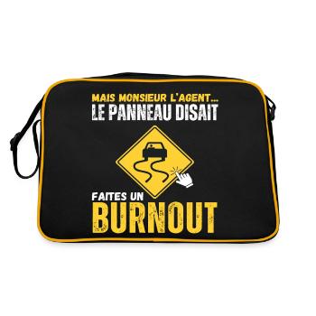 Le panneau disait faites un burnout humour voiture - Sac Retro - noir/or - Dos