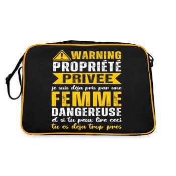 Warning propriété privée humour couple St Valentin - Sac Retro - noir/or - Dos