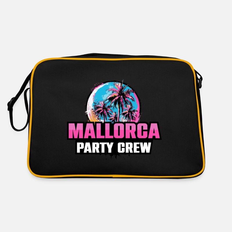 Mallorca Party Crew Urlaub Spruch - Retro Tasche - Schwarz/Gold