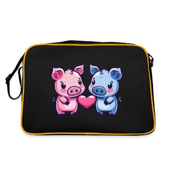 Cochons Couple Amour Semer Dans L’amour - Sac Retro - noir/or - Dos