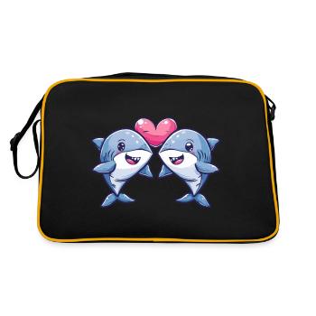 Requin Couple Amour Couple Amoureux - Sac Retro - noir/or - Dos