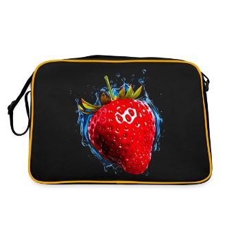 Erdbeere Erdbeeren für einen Erdbeer Liebhaber - Retro Tasche - Schwarz/Gold - Hinten