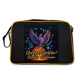 Phönix Unzerstörbar! Stärker als Feuer | Mutmacher - Retro Tasche - Schwarz/Gold - Hinten