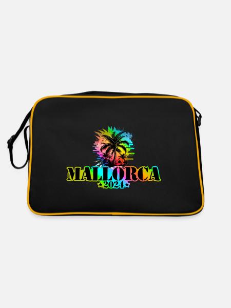 Mallorca 2024 Urlaub Bunt - Retro Tasche - Schwarz/Gold