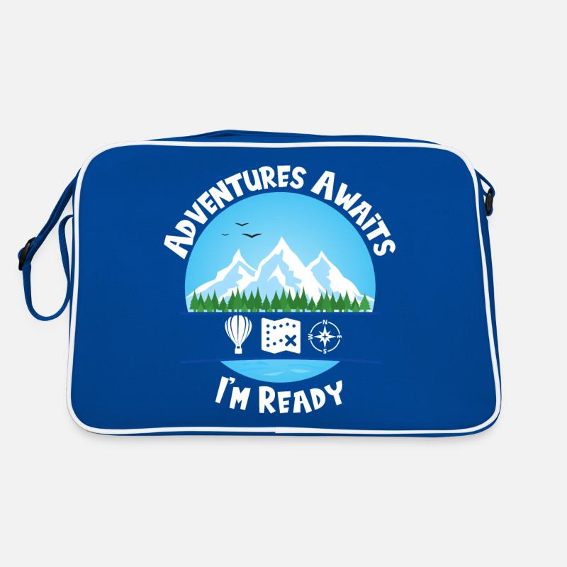 Adventures Awaits Blue Ich bin bereit Retro Tasche
