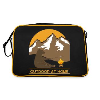 OUTDOOR Bär - Camping - Berge - Wandern - Retro Tasche - Schwarz/Gold - Hinten