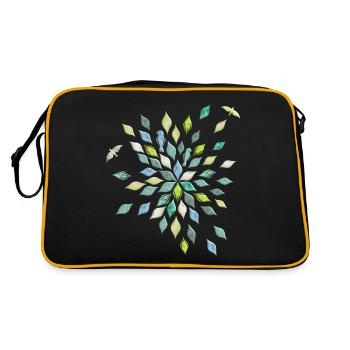 Leaves and birds in flower pattern - Retro Bag - black/gold - Back