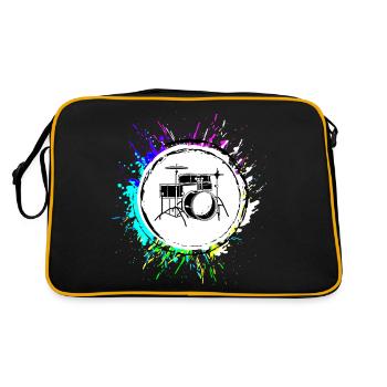 Schlagzeug Musik - Retro Tasche - Schwarz/Gold - Hinten