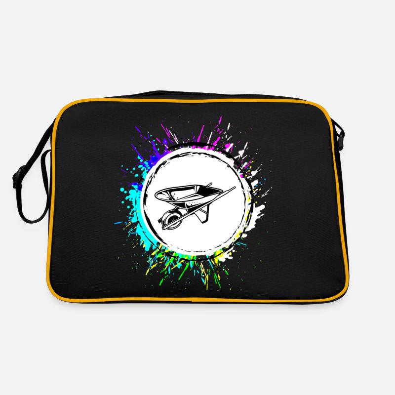 Schubkarre Symbol - Retro Tasche - Schwarz/Gold