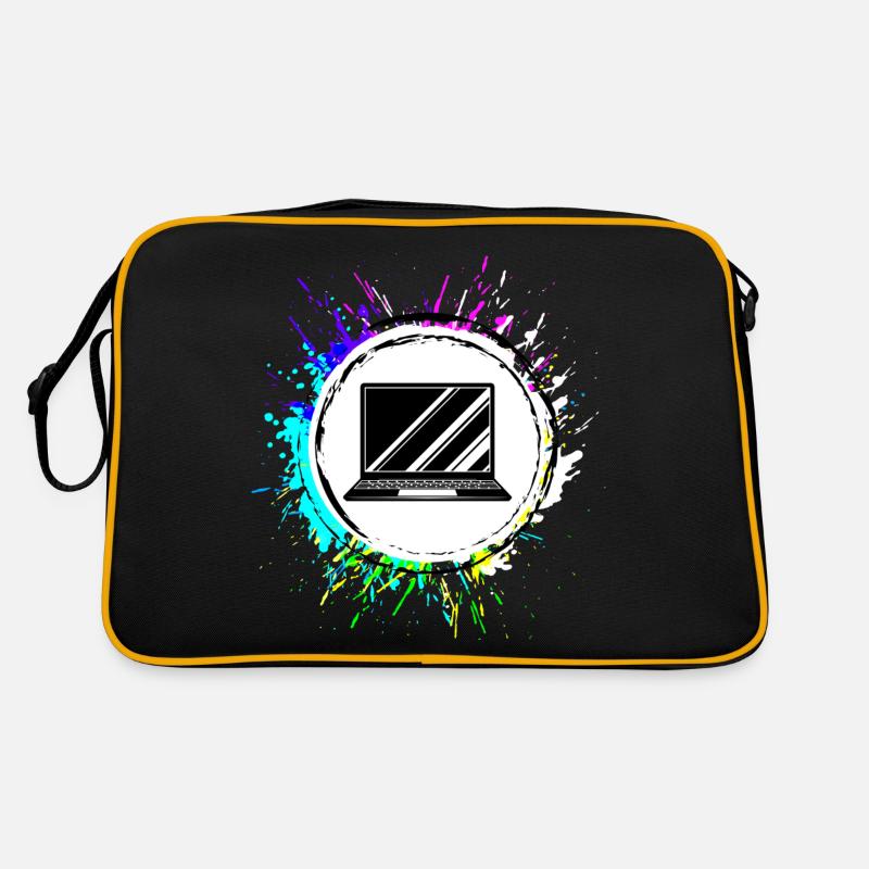 Laptop Symbol Bunt Retro Tasche
