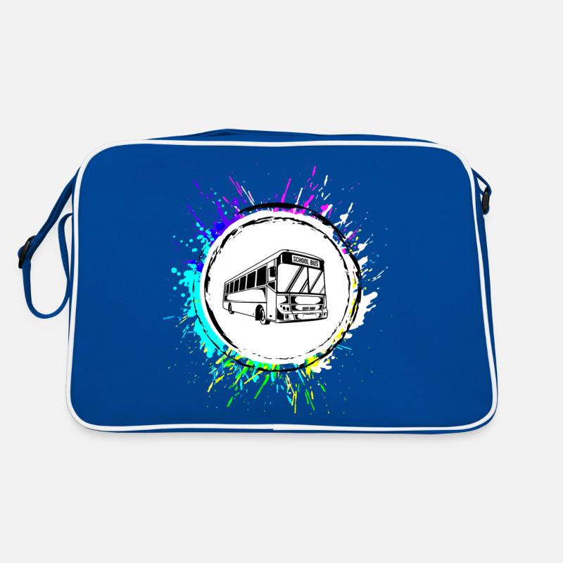Schulbus schule Bunt Retro Tasche