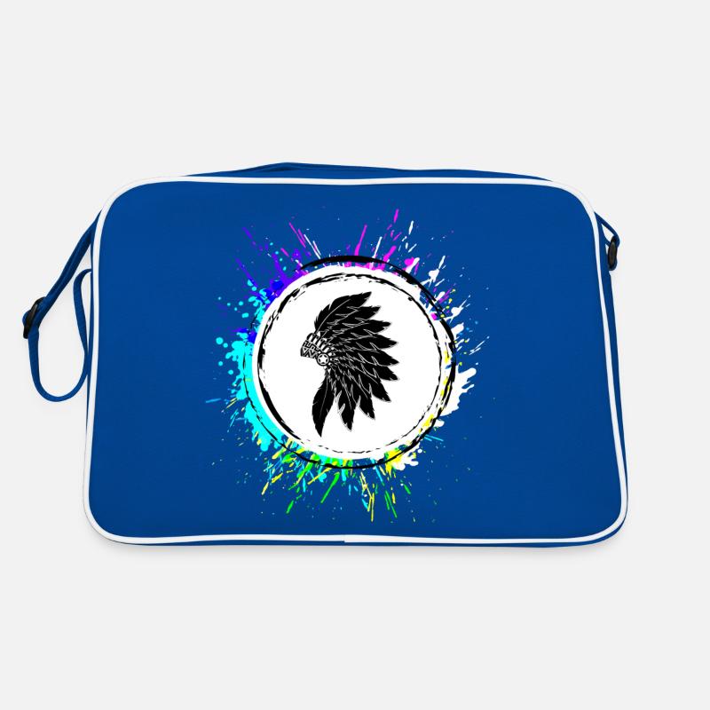 Tête Indienne Colorée Sac Retro