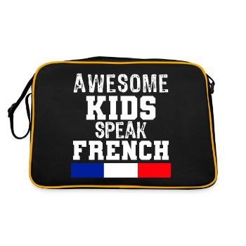 Awesome Kids Speak French language Gift for France - Retro Bag - black/gold - Back