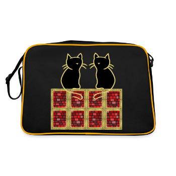 80er 90er Retro Vinteage Katzen Katze Kater - Retro Tasche - Schwarz/Gold - Hinten