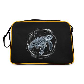 Baby Sea Turtle Swim Water Bubbles Turtles Gifts - Retro Bag - black/gold - Back