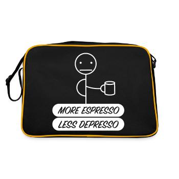 Mehr Espresso | Kaffee, Latte, Macchiato - Retro Tasche - Schwarz/Gold - Hinten
