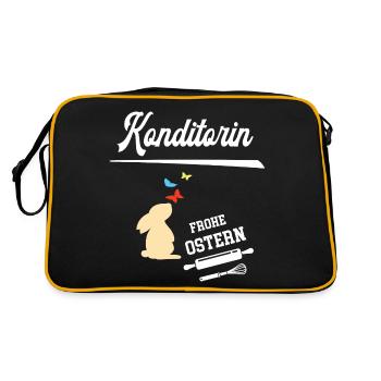 Konditorin Frohe Ostern Ostergeschenk Konditorei - Retro Tasche - Schwarz/Gold - Hinten