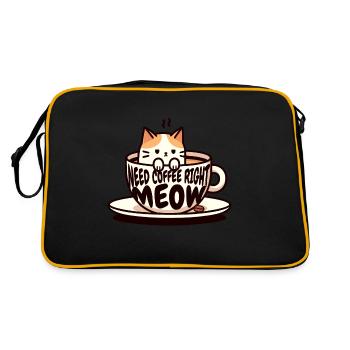 Purring coffee break: kitty in a cup, cat - Retro Bag - black/gold - Back