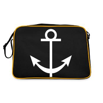 Anchor (weiß) - Retro Tasche - Schwarz/Gold - Hinten