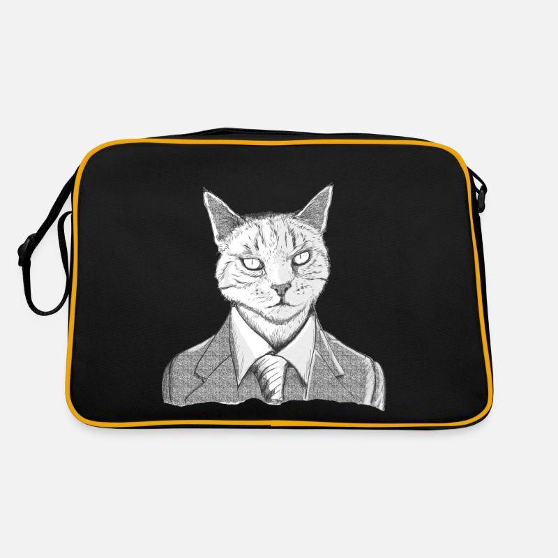 katze1 - Retro Tasche - Schwarz/Gold