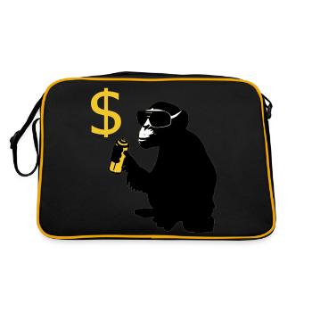 singe pulvérisé signes de dollar - Sac Retro - noir/or - Dos