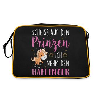 Scheiss auf den Prinzen Haflinger - Retro Tasche - Schwarz/Gold - Hinten