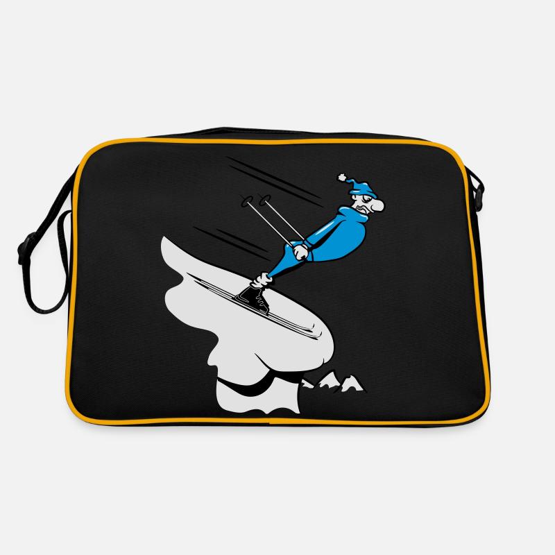 Winter Urlaub ski abfahrt witzig comic Retro Tasche
