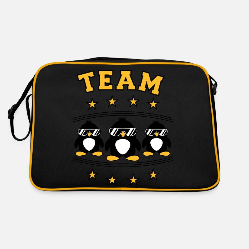 Pinguine Team Freunde - Retro Tasche - Schwarz/Gold