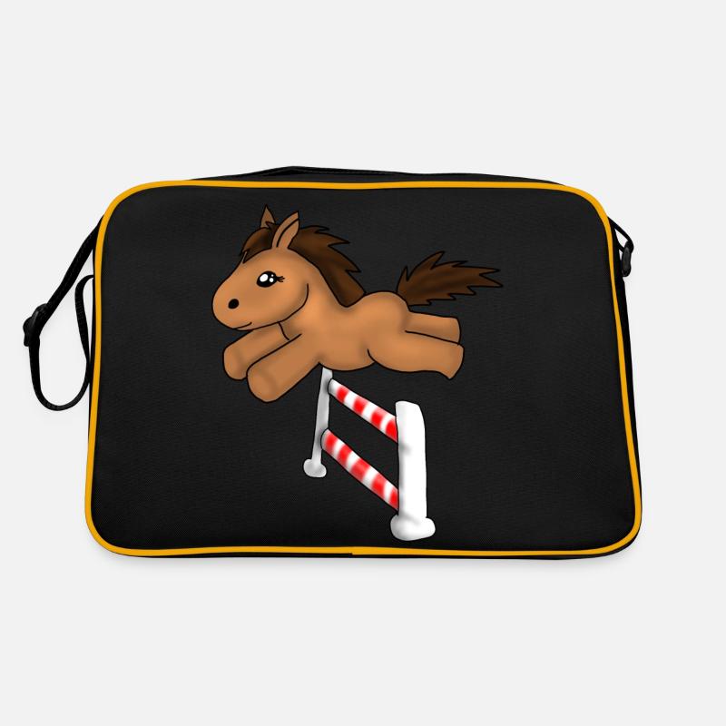Springreiten - Retro Tasche - Schwarz/Gold