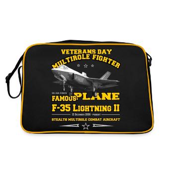 Stealth Kampfflugzeug F-35 Lightning II - Retro Tasche - Schwarz/Gold - Hinten