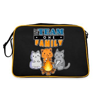 team family cat camping bachelorette - Retro Bag - black/gold - Back