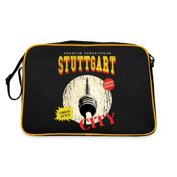 Stuttgart Deutschland Stadt Skyline Vintage Retro - Retro Tasche - Schwarz/Gold - Hinten