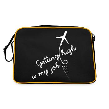 Pilot flies airplane flight hours "getting high" - Retro Bag - black/gold - Back