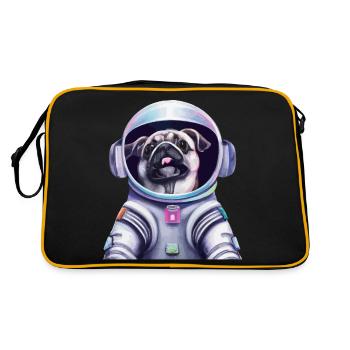 Pug dog in spacesuit Funny gift idea - Retro Bag - black/gold - Back