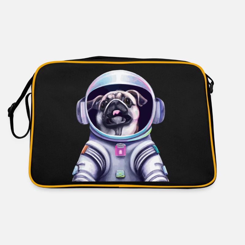Chien carlin en combinaison spatiale Idée cadeau amusante Sac Retro