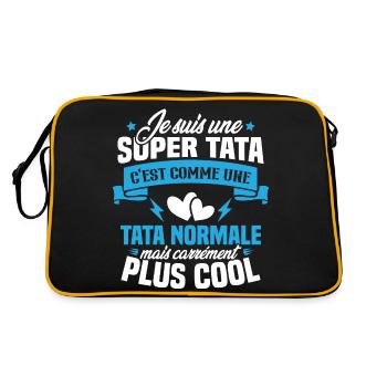 Je suis une super tata, humour cadeau tata - Sac Retro - noir/or - Dos