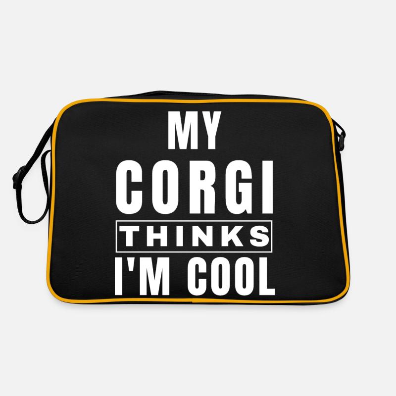 My Corgi Think I'm Cool - Retro Bag - black/gold