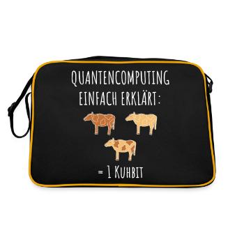 Quantencomputing mit Kühen Lustig Geschenk Kuhbit - Retro Tasche - Schwarz/Gold - Hinten