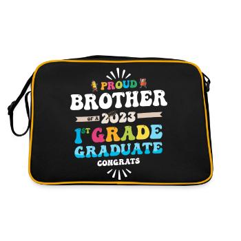 Stolzer Bruder einer 1. Klasse von 2023 - Retro Tasche - Schwarz/Gold - Hinten