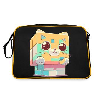 Chat kawaii en cube - Sac Retro - noir/or - Dos