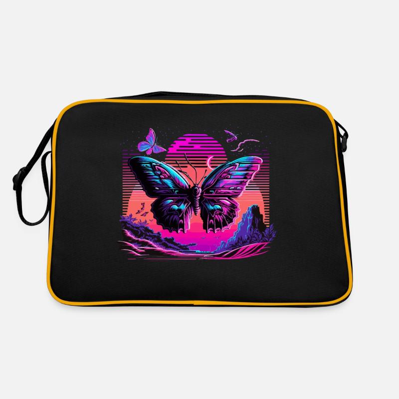 Schmetterling im Technicolor-Traum Retro Tasche