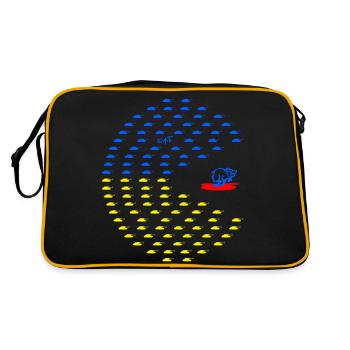 peaceman panzer für die Ukraine, Frieden! - Retro Tasche - Schwarz/Gold - Hinten