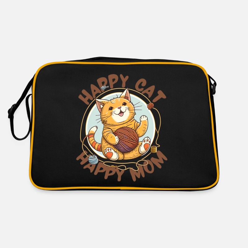Glückliche Katze Glückliche Mutter Retro Tasche