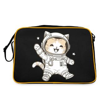 Kawaii mignon Happy Astronaut Cat - Sac Retro - noir/or - Dos