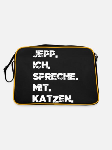 cool perserkatze geschenk weihnachten lustig - Retro Tasche - Schwarz/Gold - Hinten